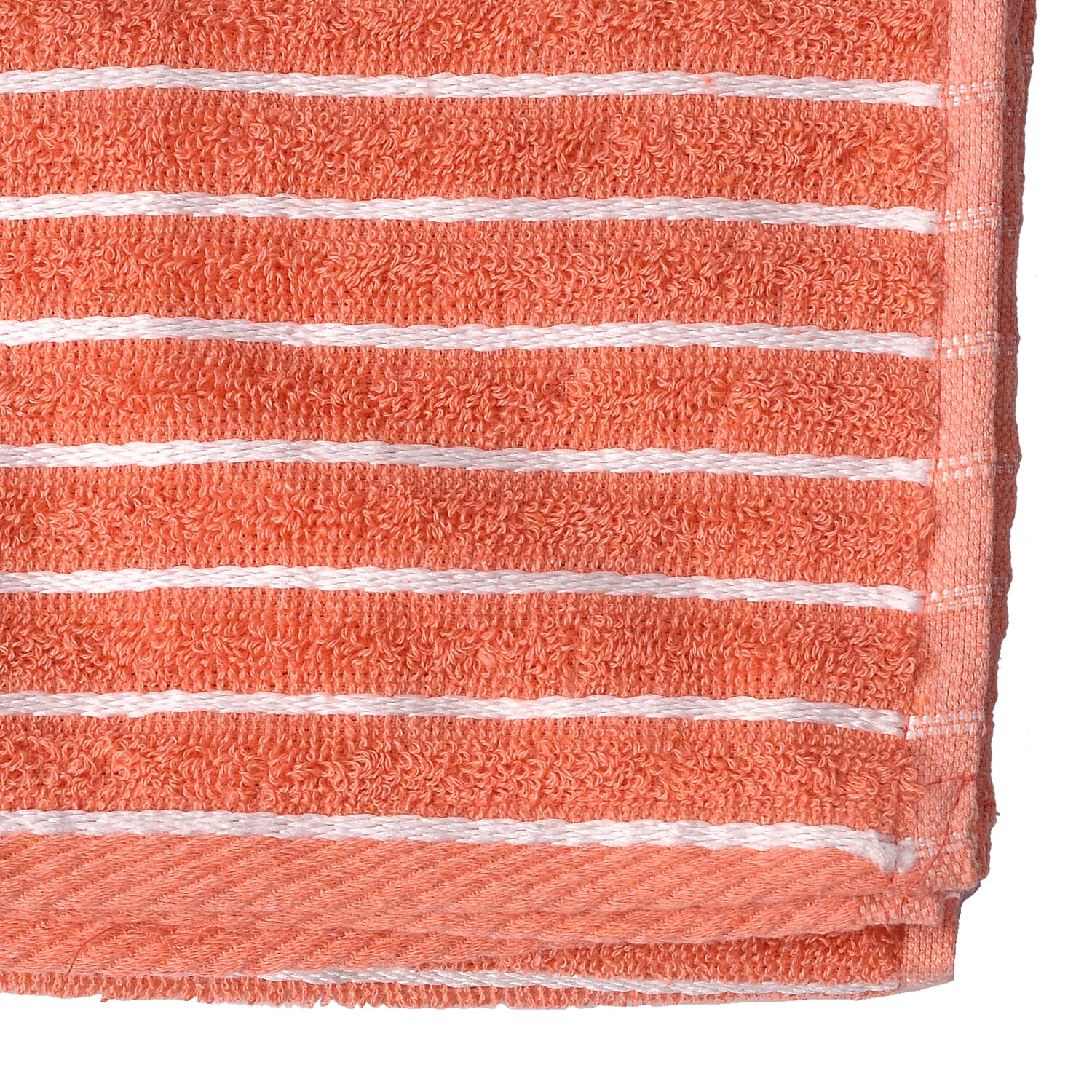 Cotton Patterned Bath Towel (Size 76x152 cm) - Orange