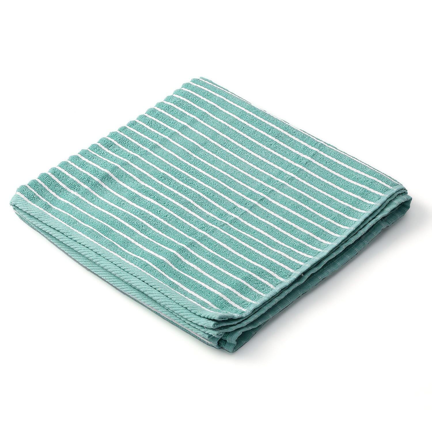 100% Cotton Ribbed Patterned Bath Towel (Size 145x71 cm) - Green