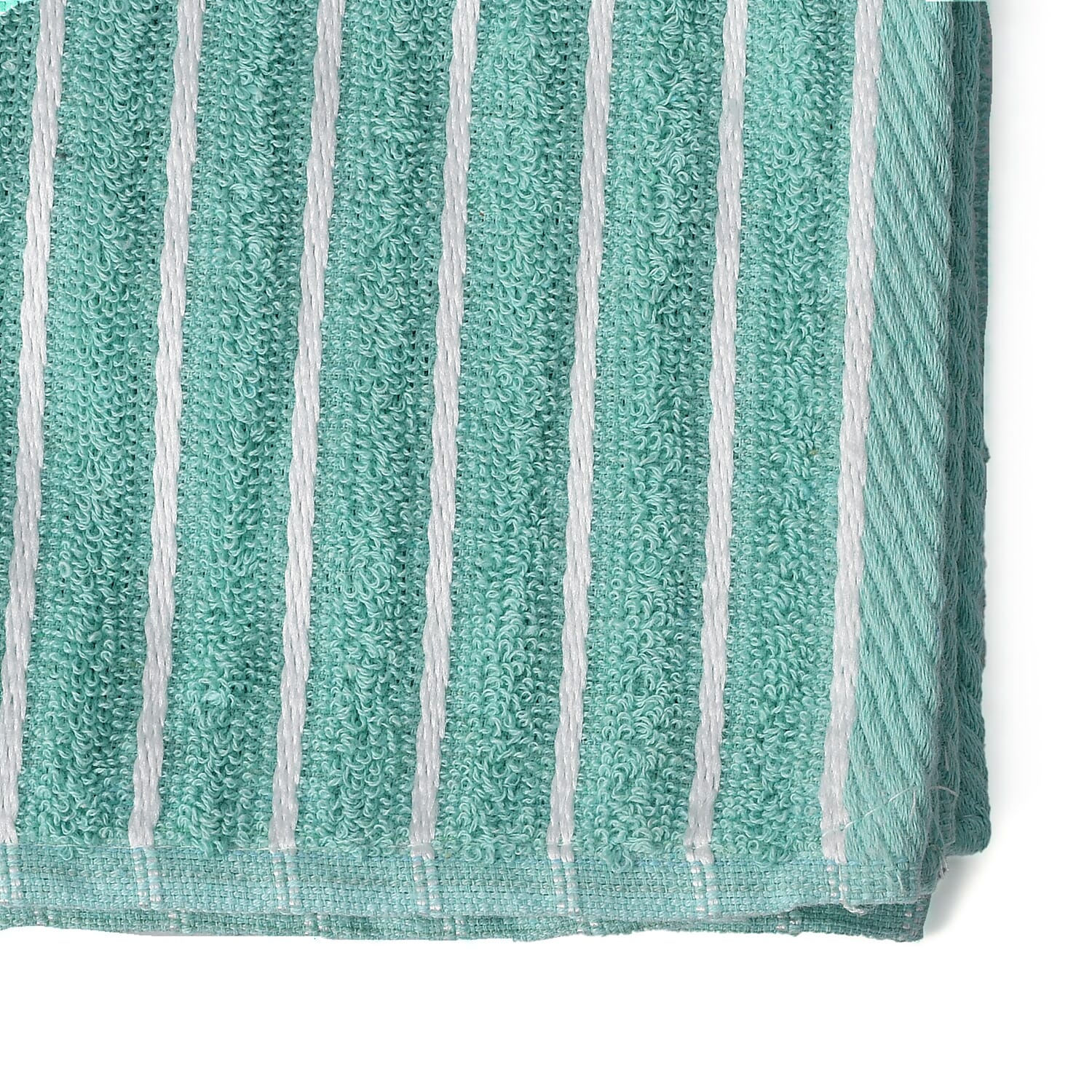 100% Cotton Ribbed Patterned Bath Towel (Size 145x71 cm) - Green