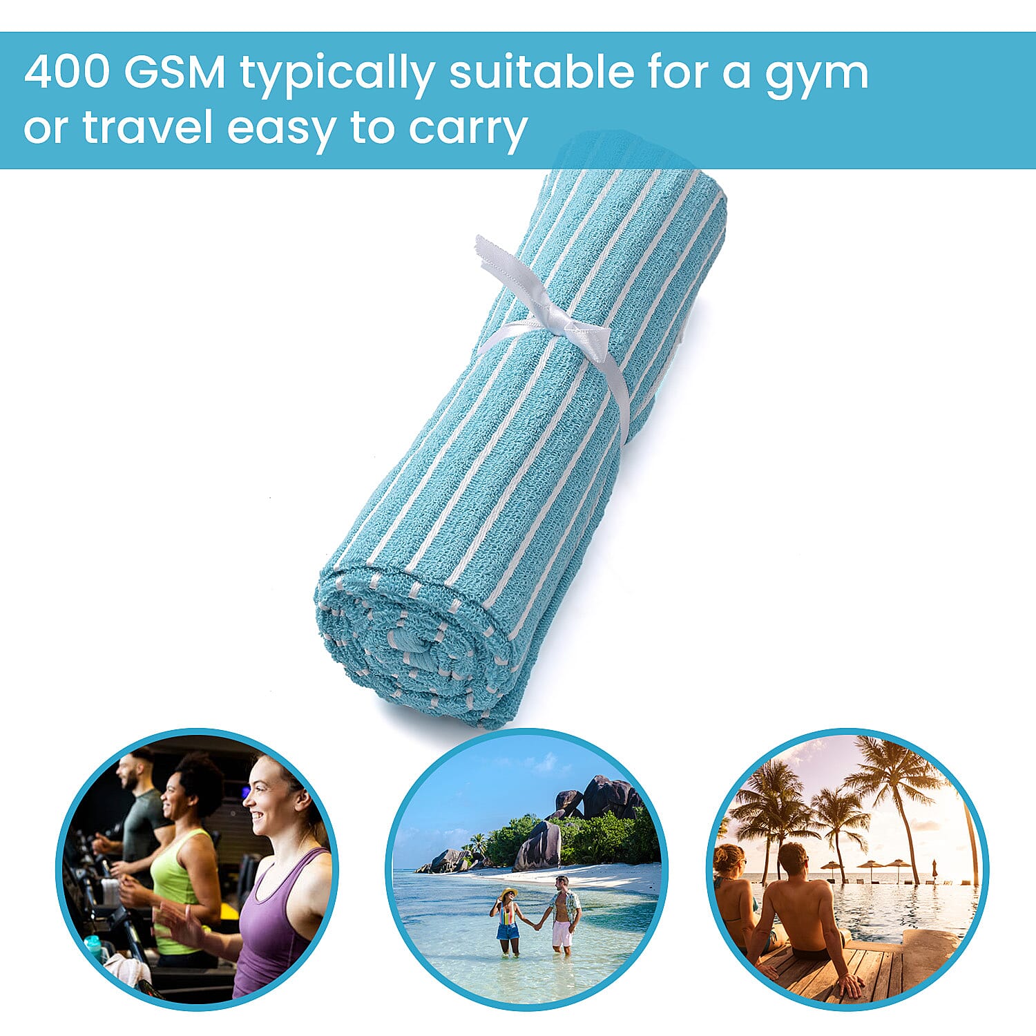 Cotton Patterned Bath Towel (Size 76x152 cm) - Blue