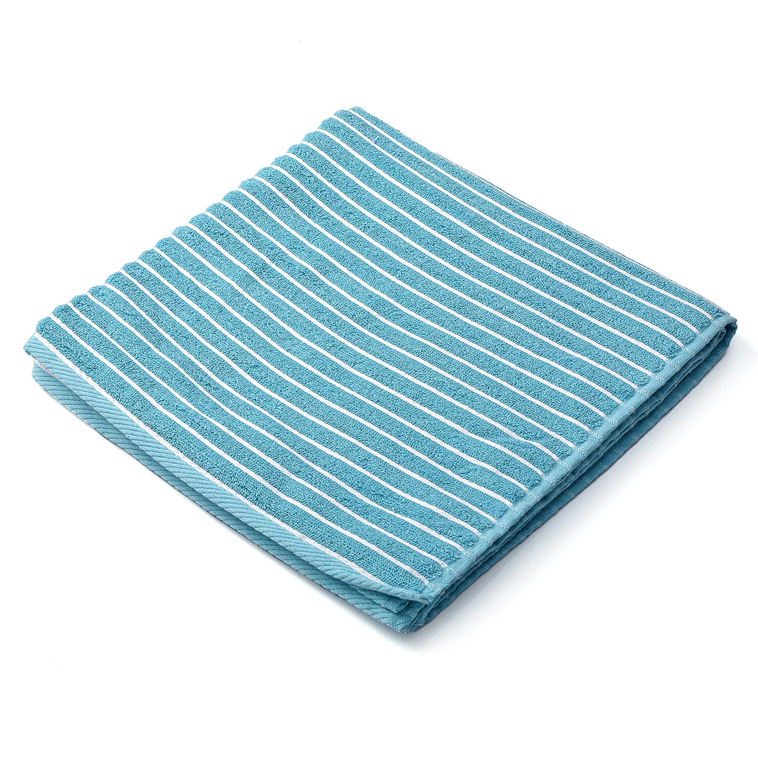 Cotton Patterned Bath Towel (Size 76x152 cm) - Blue