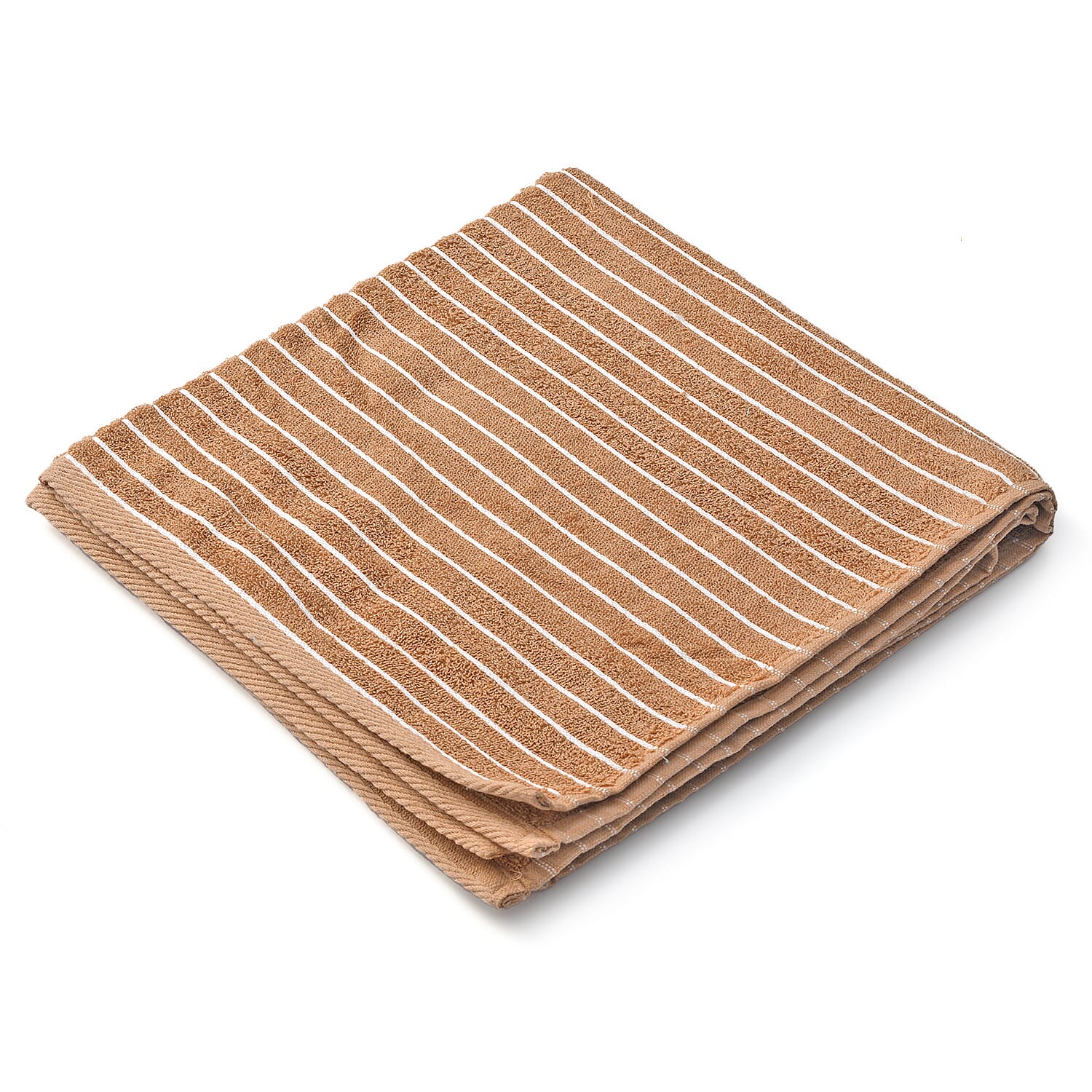 100% Cotton Ribbed Patterned Bath Towel (Size 145x71 cm) - Brown