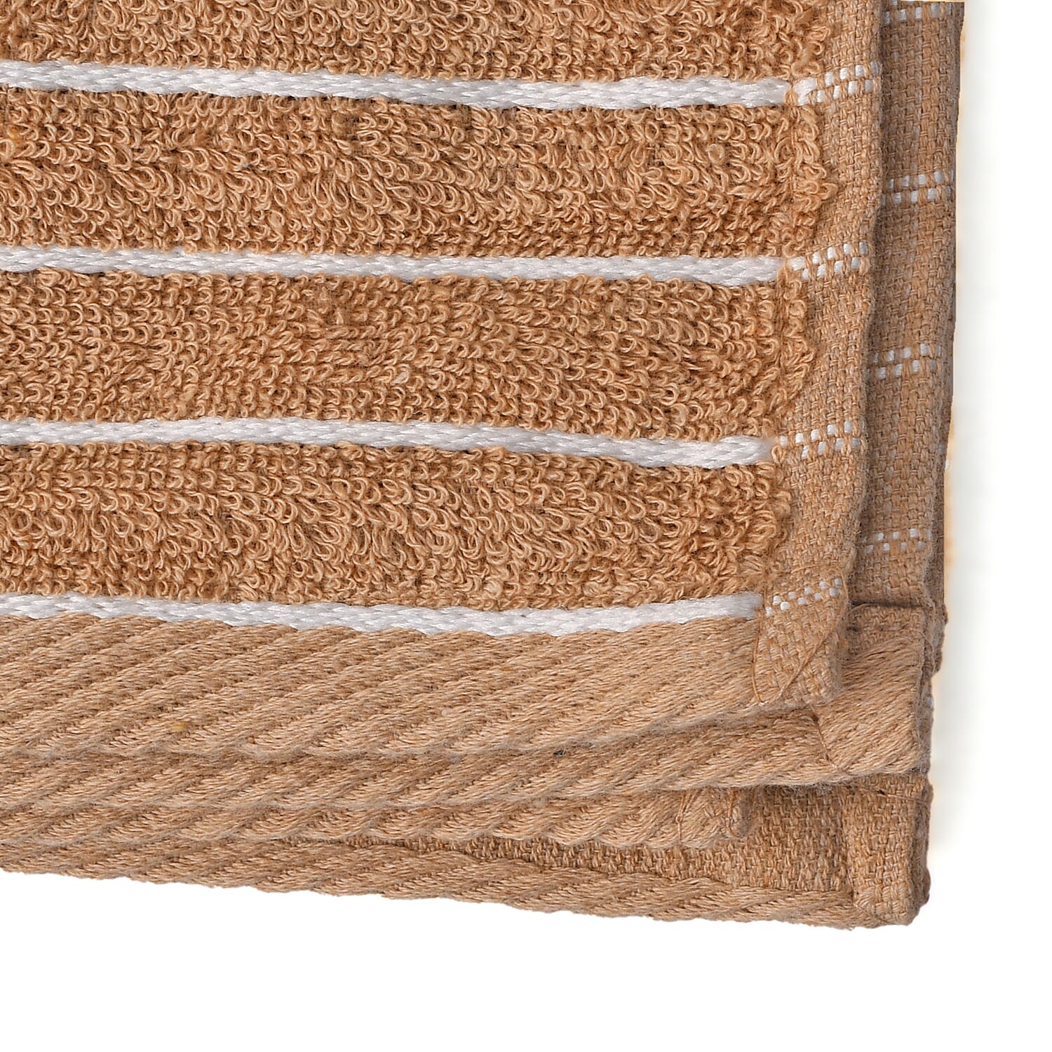 100% Cotton Ribbed Patterned Bath Towel (Size 145x71 cm) - Brown