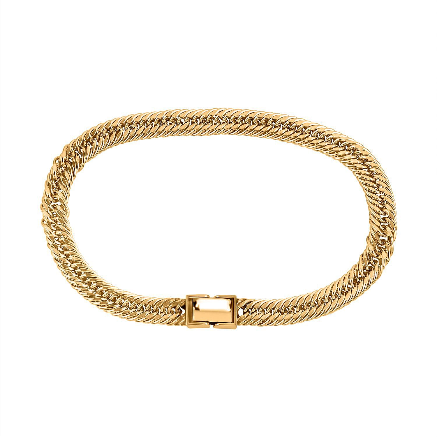 Close Out Deal - 9K Yellow Gold Triple Curb Bracelet (Size - 7.5) with Hand Made Rectangle Clasp, Gold Wt. 6.52 Gms