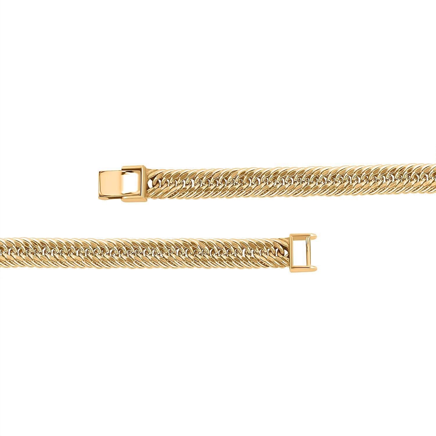Close Out Deal - 9K Yellow Gold Triple Curb Bracelet (Size - 7.5) with Hand Made Rectangle Clasp, Gold Wt. 6.52 Gms