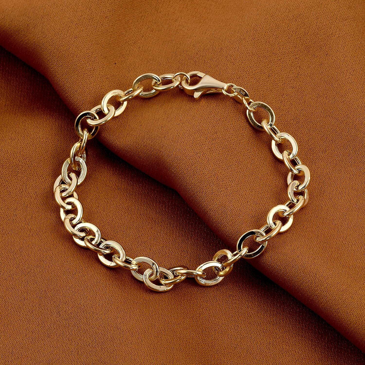 Closeout Deal- 9K Yellow Gold Rolo Belcher Bracelet (Size - 7.5), Gold Wt. 6.18 Gms