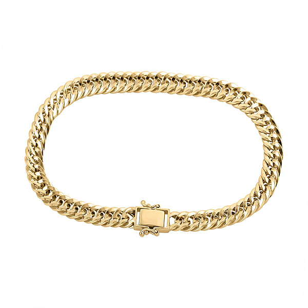 Closeout Deal- 9K Yellow Gold Curb Bracelet (Size - 7.5), Gold Wt. 6.10 ...