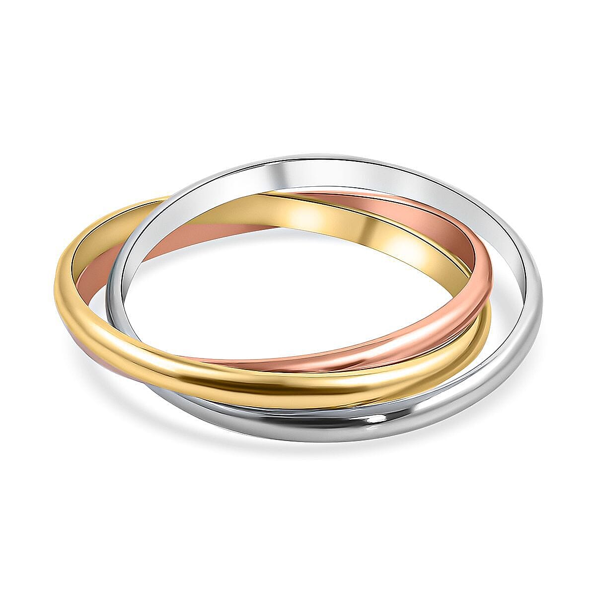 Italian Made Closeout Deal - Designer Inspired 9K Yellow, White and Rose Gold Ring