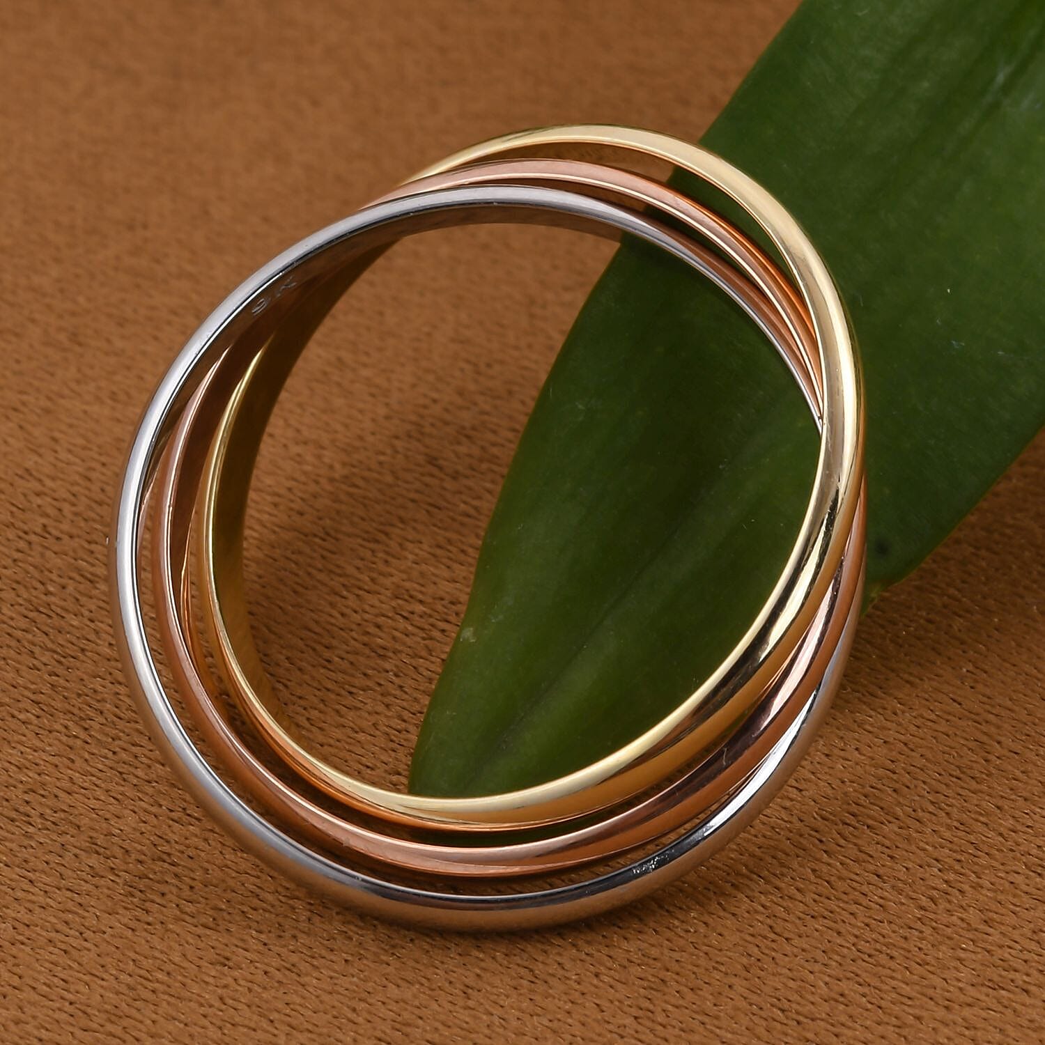 Italian Made Closeout Deal - Designer Inspired 9K Yellow, White and Rose Gold Ring