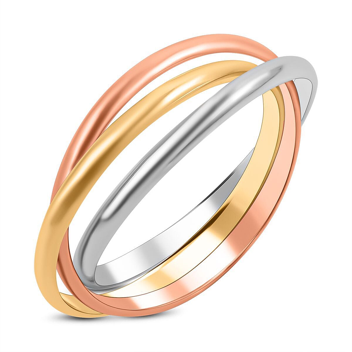 Italian Made Closeout Deal - Designer Inspired 9K Yellow, White and Rose Gold Ring