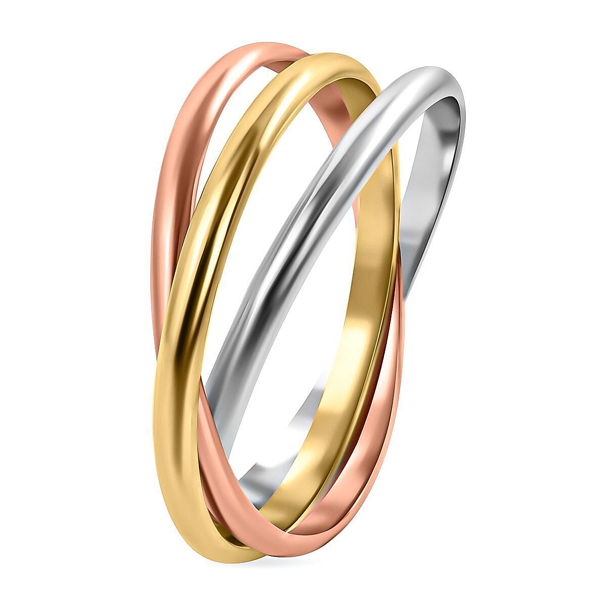 Italian Made Closeout Deal - Designer Inspired 9K Yellow, White and Rose Gold Ring