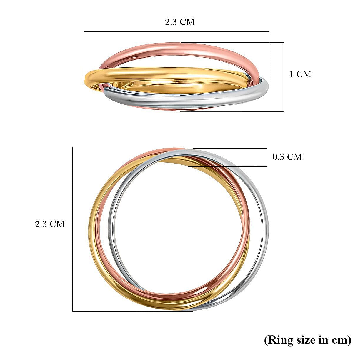 Italian Made Closeout Deal - Designer Inspired 9K Yellow, White and Rose Gold Ring