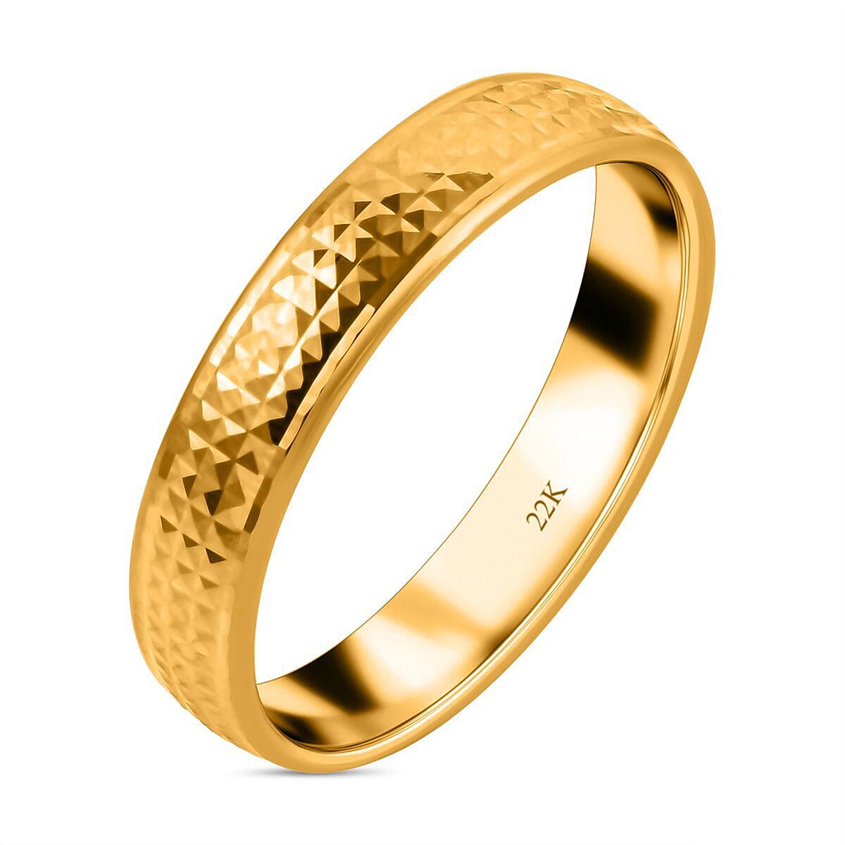 22K Yellow Gold Diamond Cut Band Ring