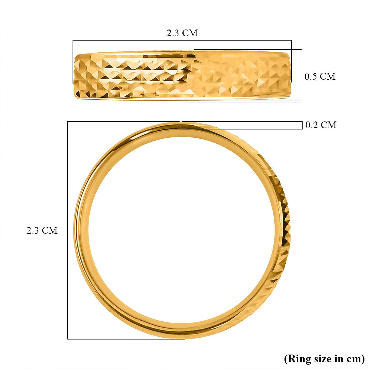 22K Yellow Gold Diamond Cut Band Ring