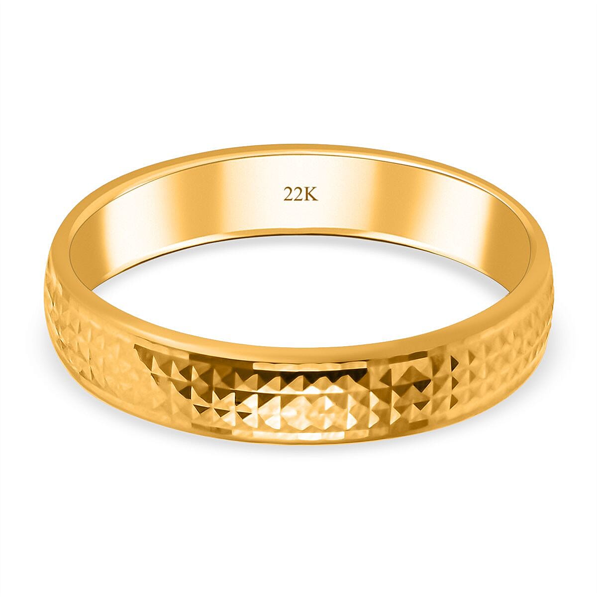 22K Yellow Gold Diamond Cut Band Ring