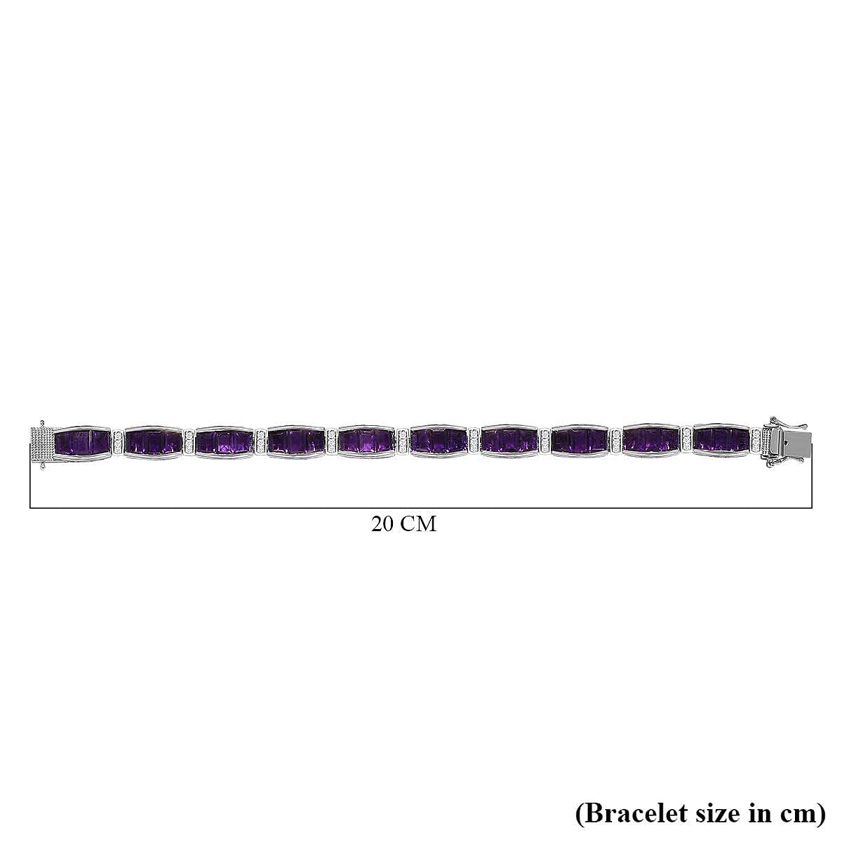 Brejinho Amethyst and Natural Zircon Bracelet (Size - 7) in Platinum Overlay Sterling Silver 23.28 Ct, Silver Wt. 18.72 Gms