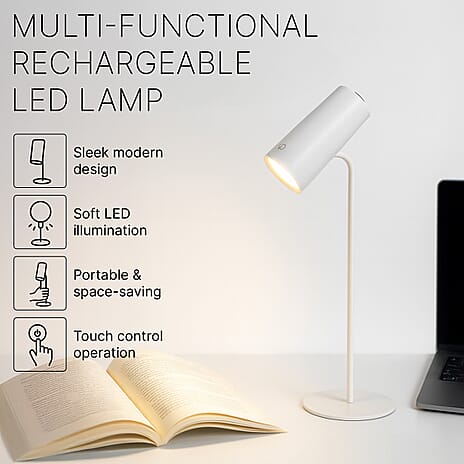 Multi Functional Rechargeable Small LED Lamp (Battery 2000mAh, Working Time - 10-15 hours) - White