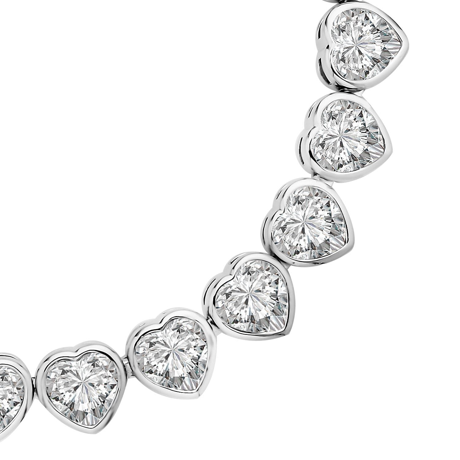 Simulated Diamond Heart Bracelet (Size - 7.5) in Silver Tone
