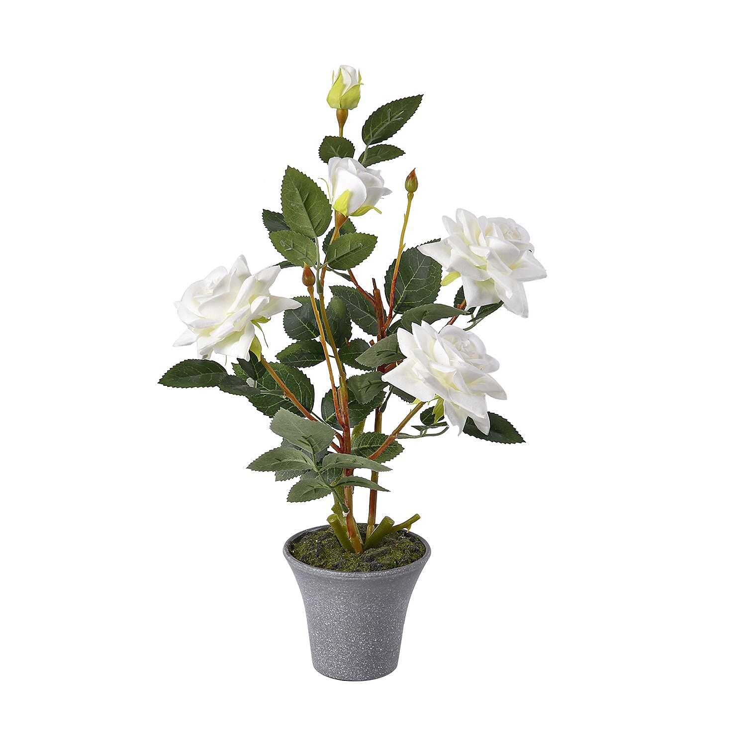 5 Head Rose Flower Foliage (Size 44x11x11 cm) - White