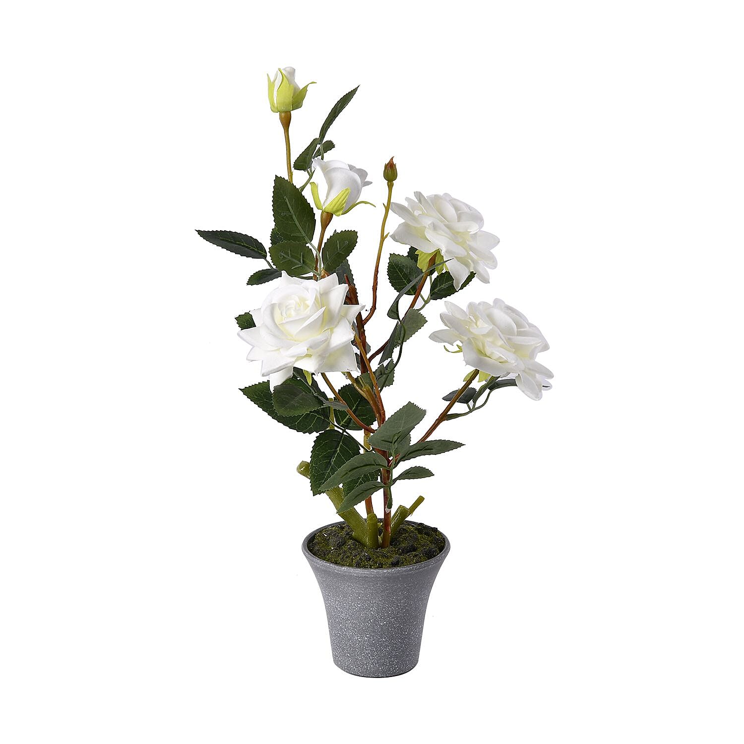 5 Head Rose Flower Foliage (Size 44x11x11 cm) - White