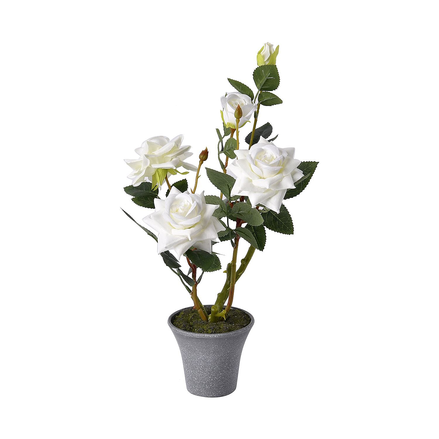 5 Head Rose Flower Foliage (Size 44x11x11 cm) - White