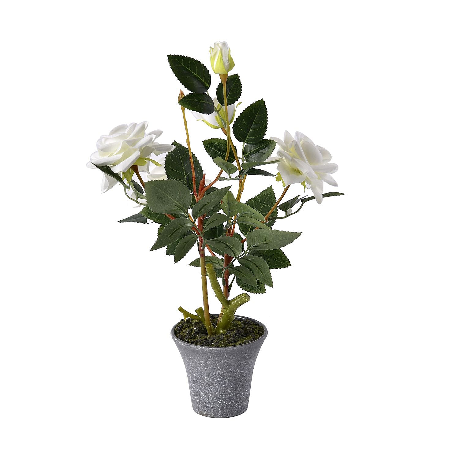 5 Head Rose Flower Foliage (Size 44x11x11 cm) - White