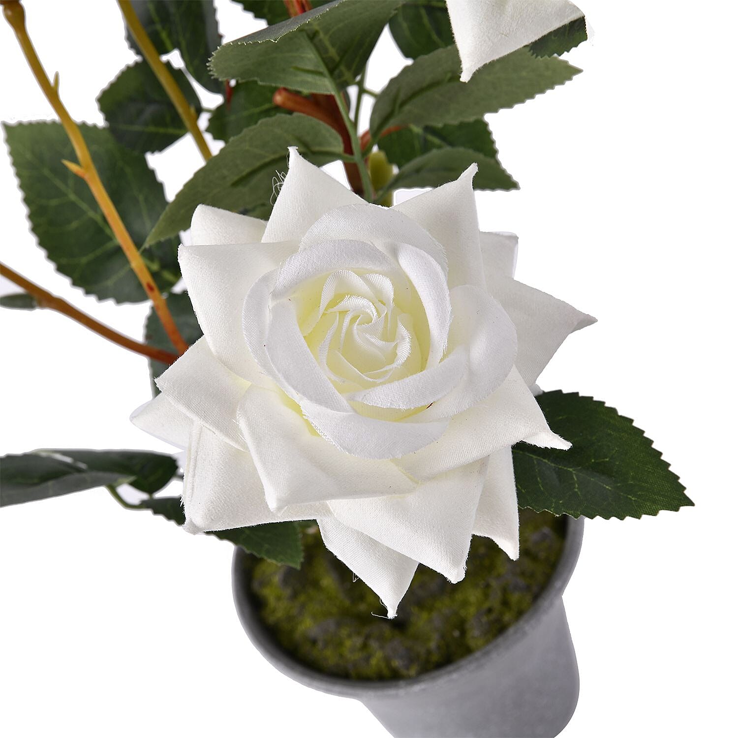 5 Head Rose Flower Foliage (Size 44x11x11 cm) - White