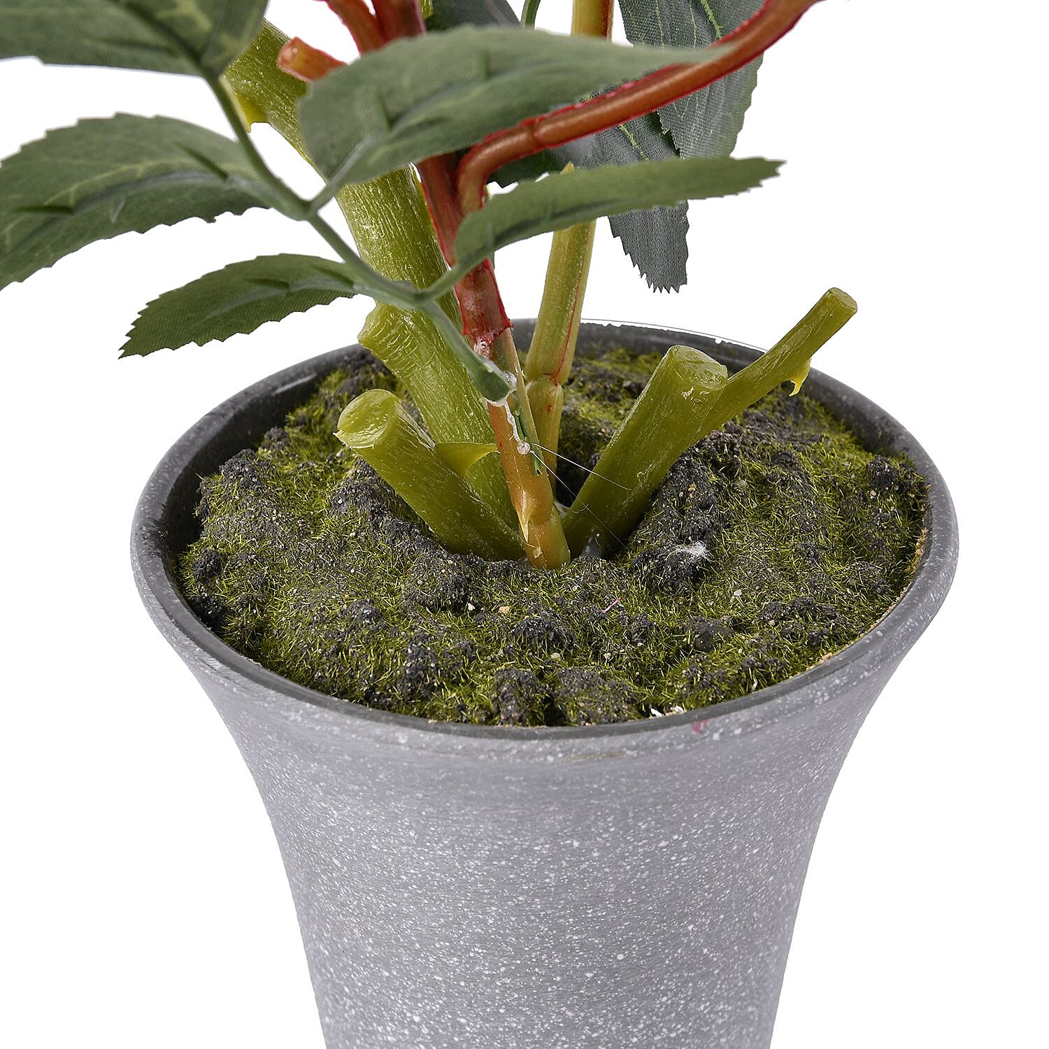 5 Head Rose Flower Foliage (Size 44x11x11 cm) - White