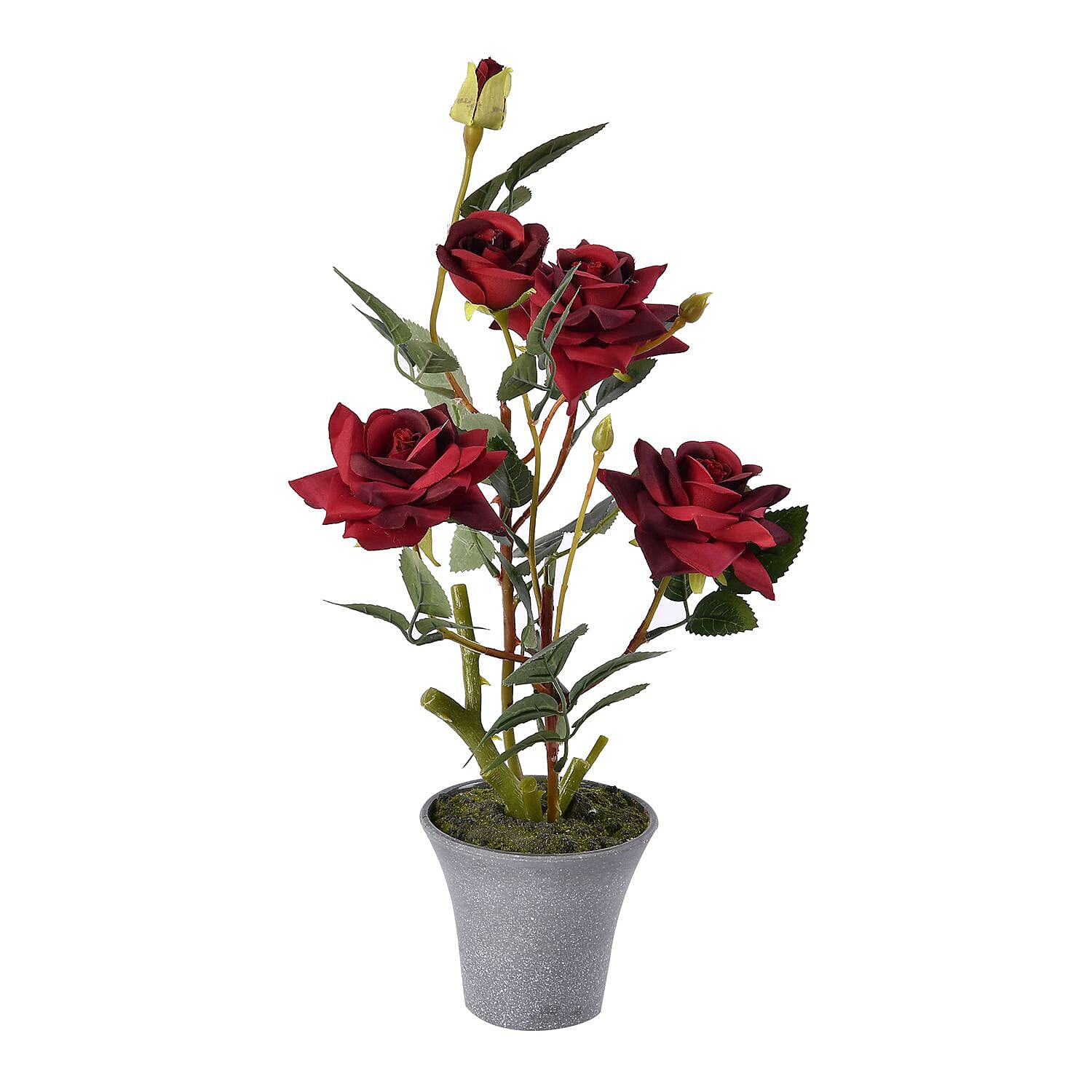 5 Head Rose Flower Foliage (Size 44x11x11 cm) - White