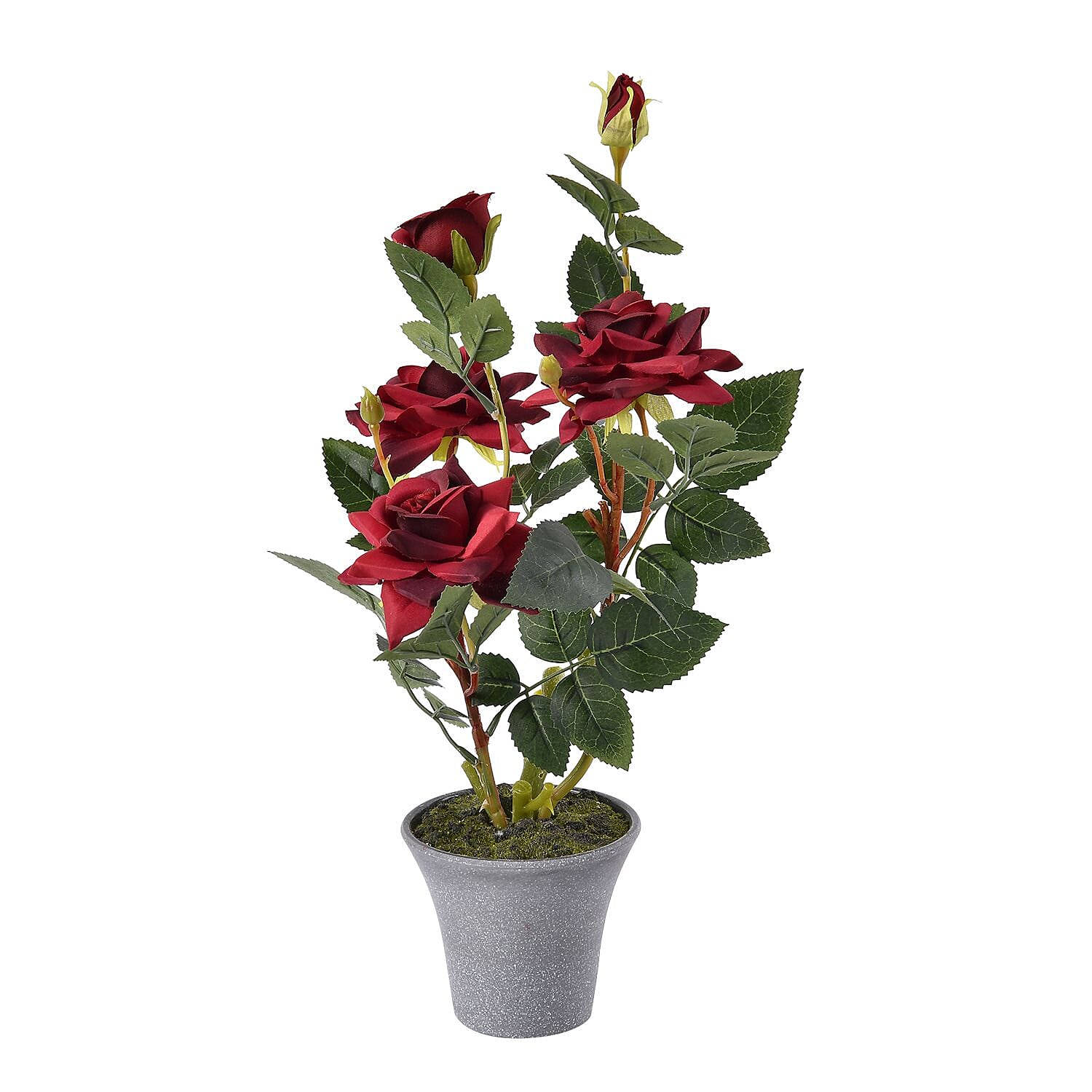 5 Head Rose Flower Foliage (Size 44x11x11 cm) - White