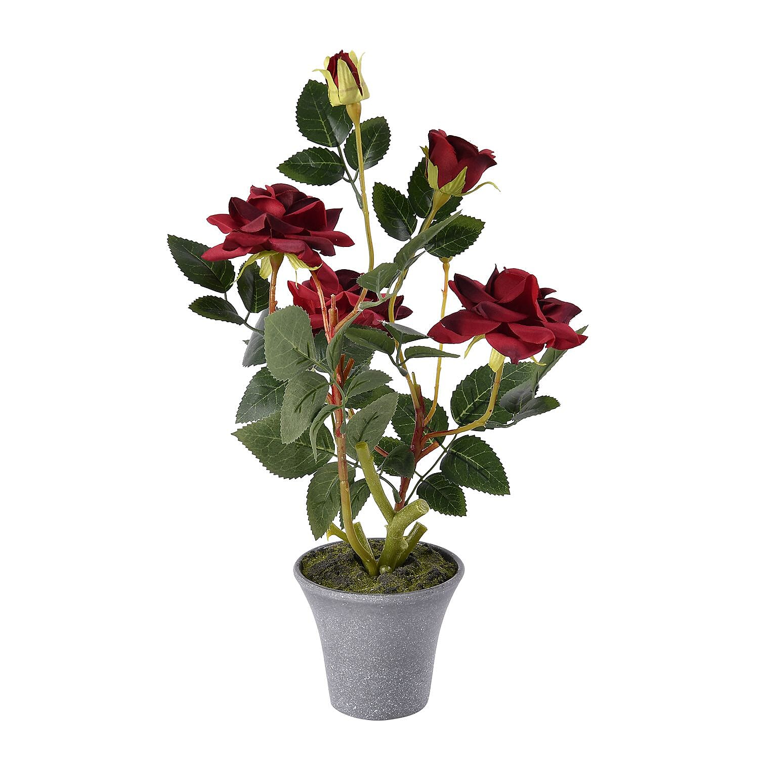 5 Head Rose Flower Foliage (Size 44x11x11 cm) - White