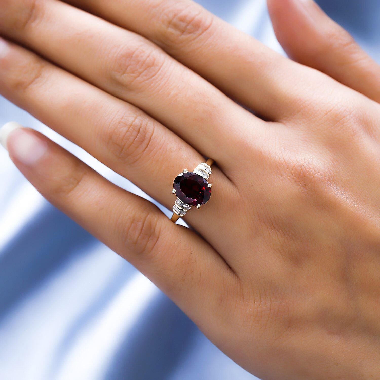 Monster Deal - 9K Yellow Gold Rhodolite Garnet and Diamond Ring 3.06 Ct