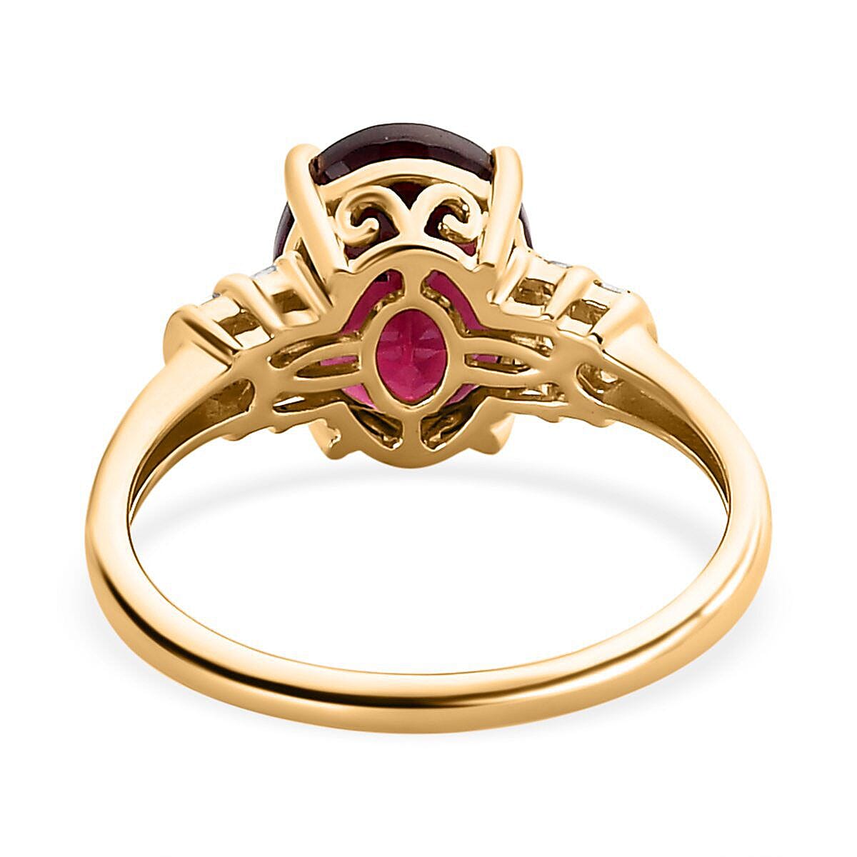 Monster Deal - 9K Yellow Gold Rhodolite Garnet and Diamond Ring 3.06 Ct