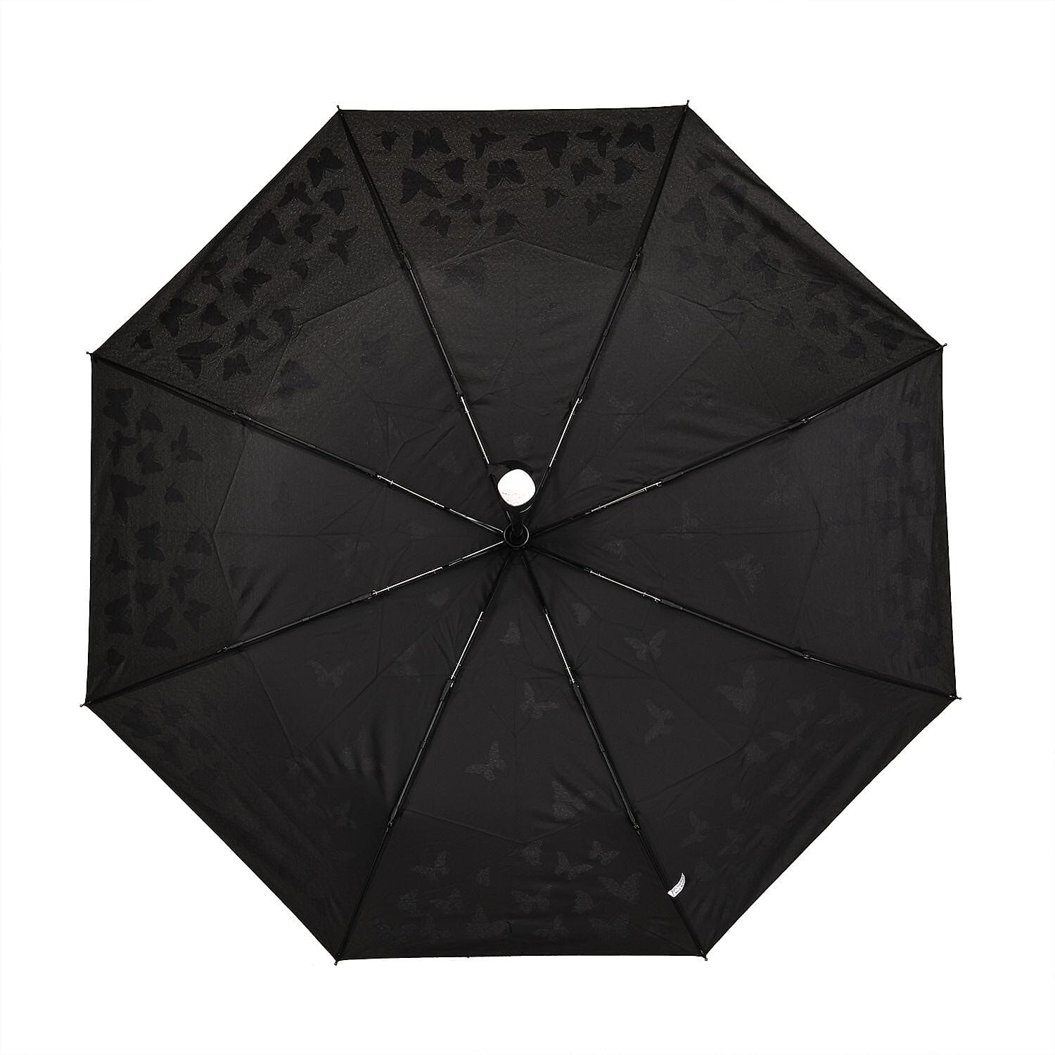Colour Changing Butterfly Pattern Auto Open & Close Umbrella - Black