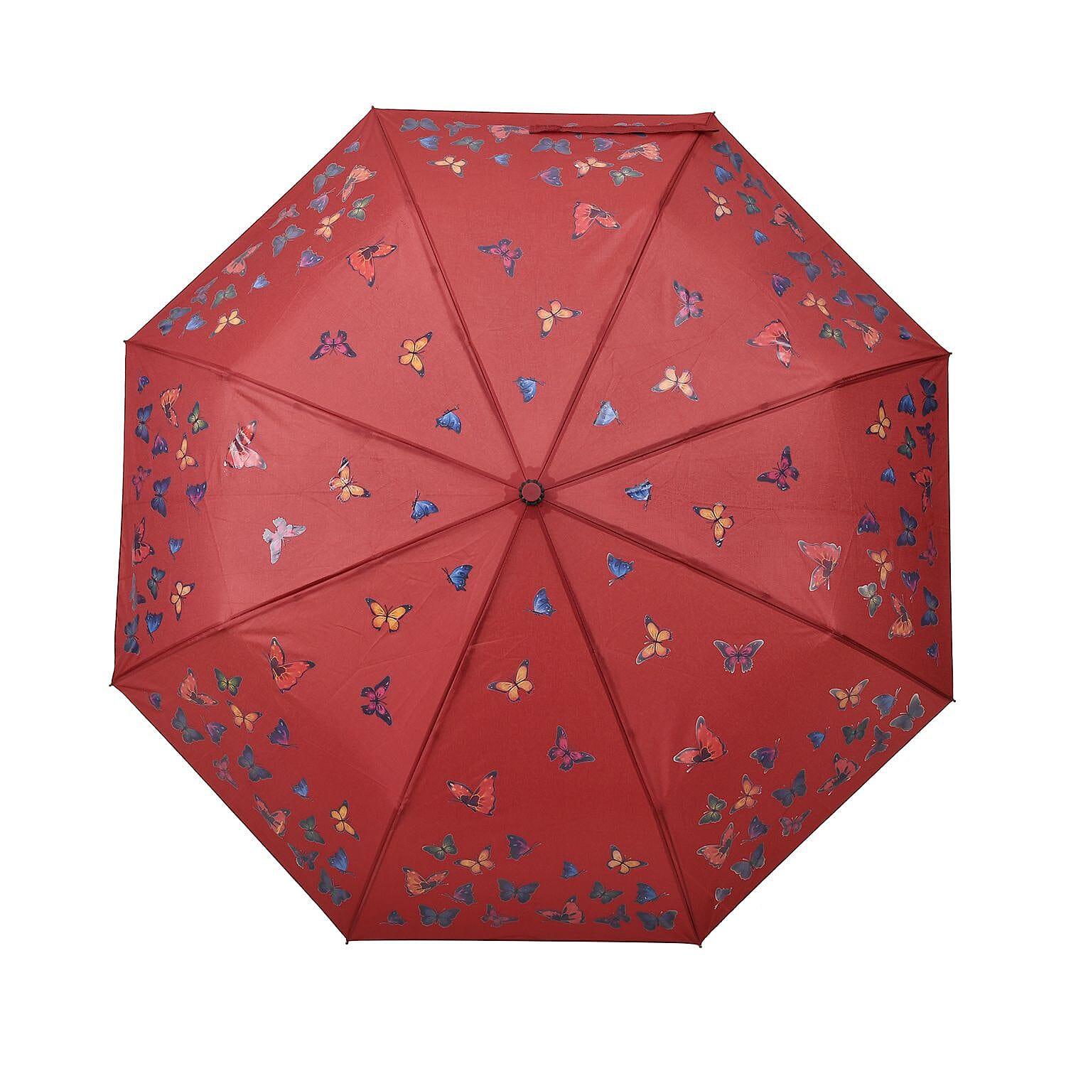 Colour Changing Butterfly Pattern Auto Open - Close Umbrella - Wine Red