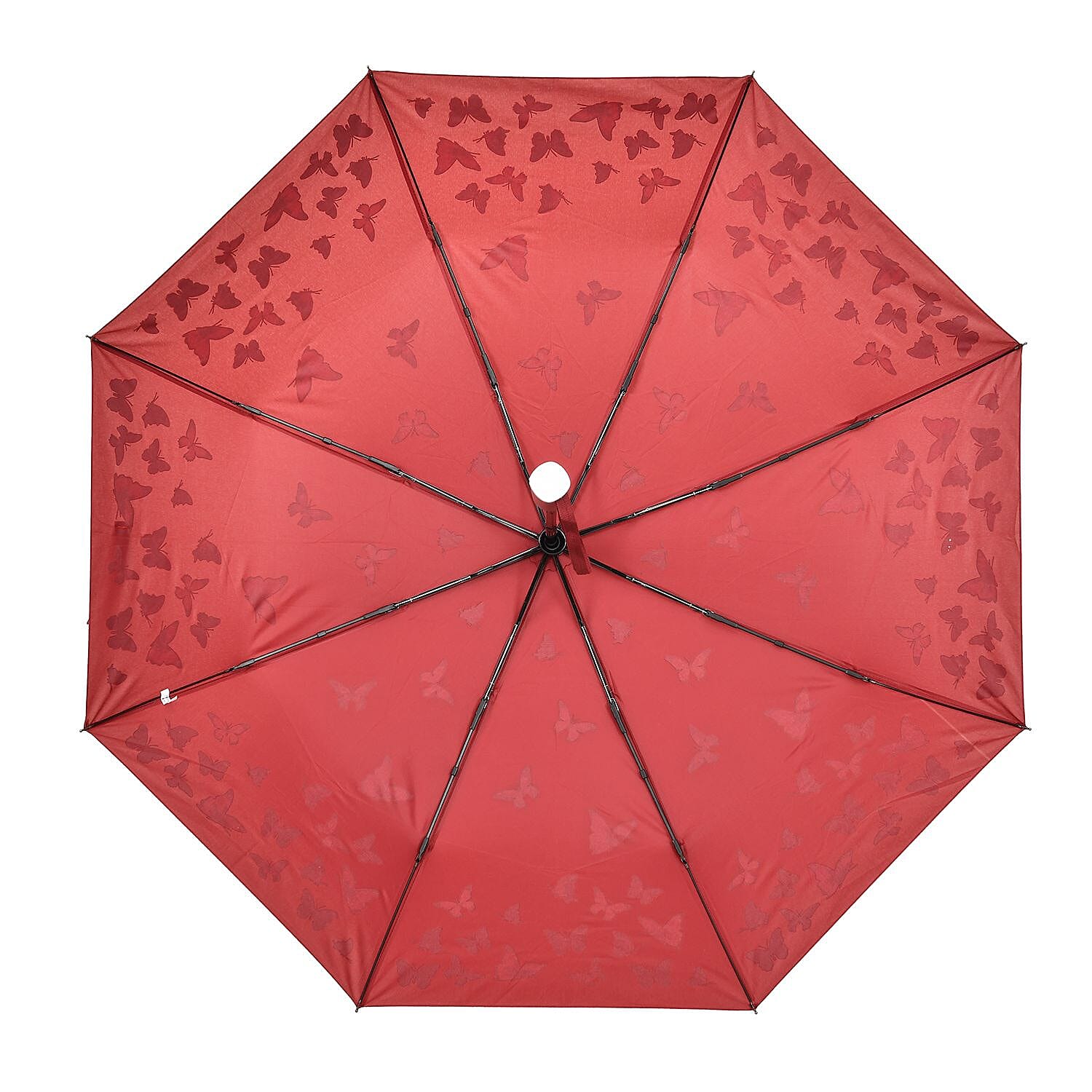 Colour Changing Butterfly Pattern Auto Open - Close Umbrella - Wine Red