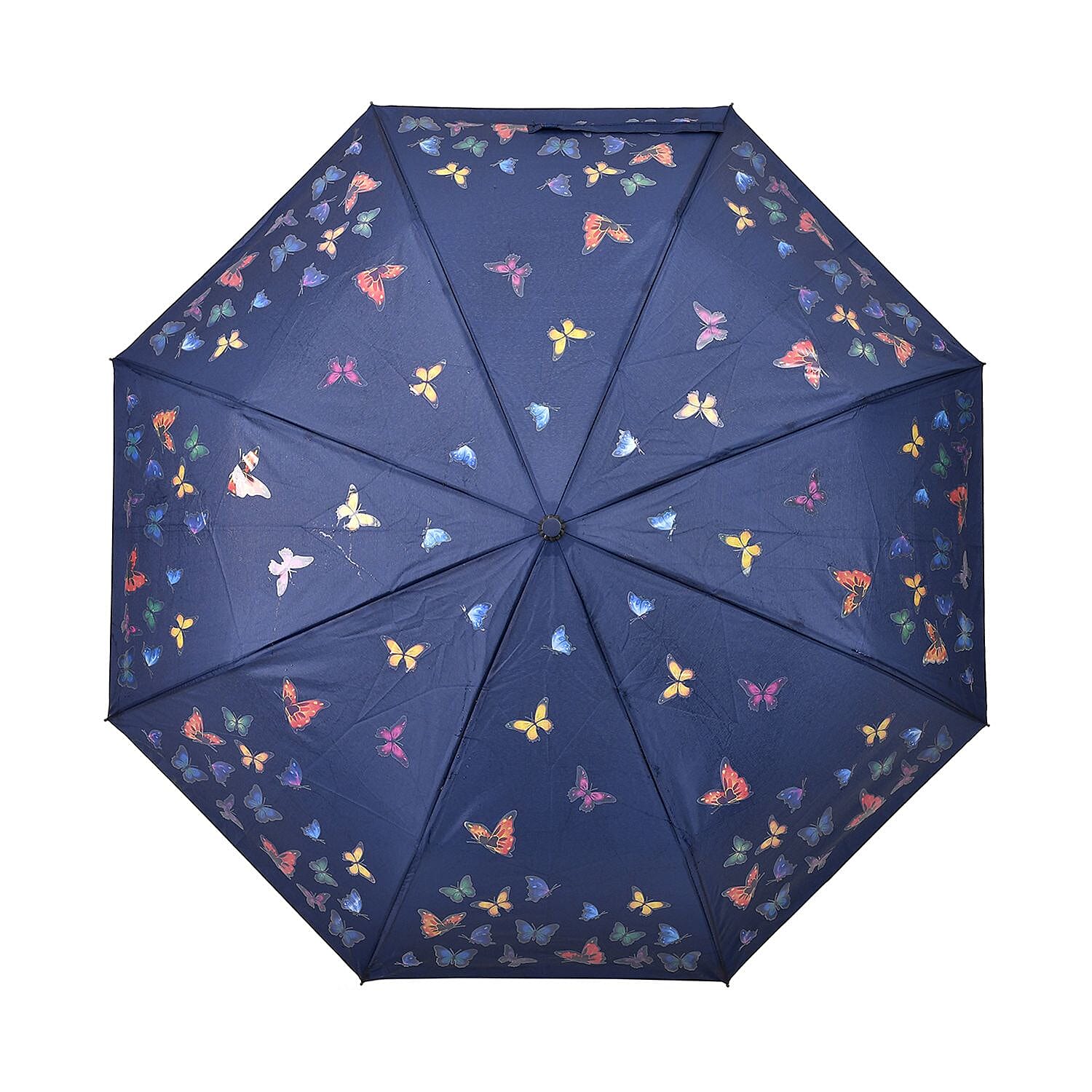 Colour Changing Butterfly Pattern Auto Open - Close Umbrella - Blue