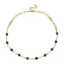 Amethyst Paperclip Necklace (Size 20) in Yellow Gold Tone