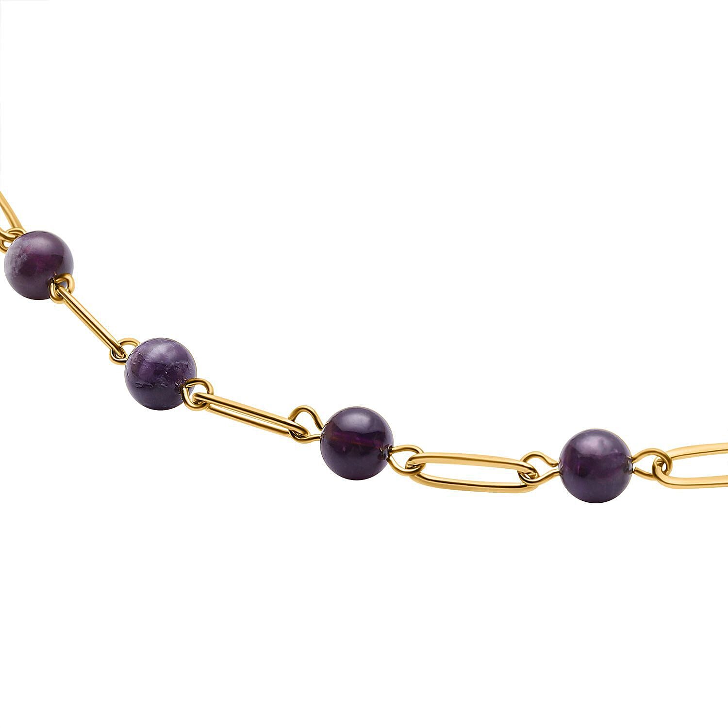 Amethyst Paperclip Necklace (Size 20) in Yellow Gold Tone