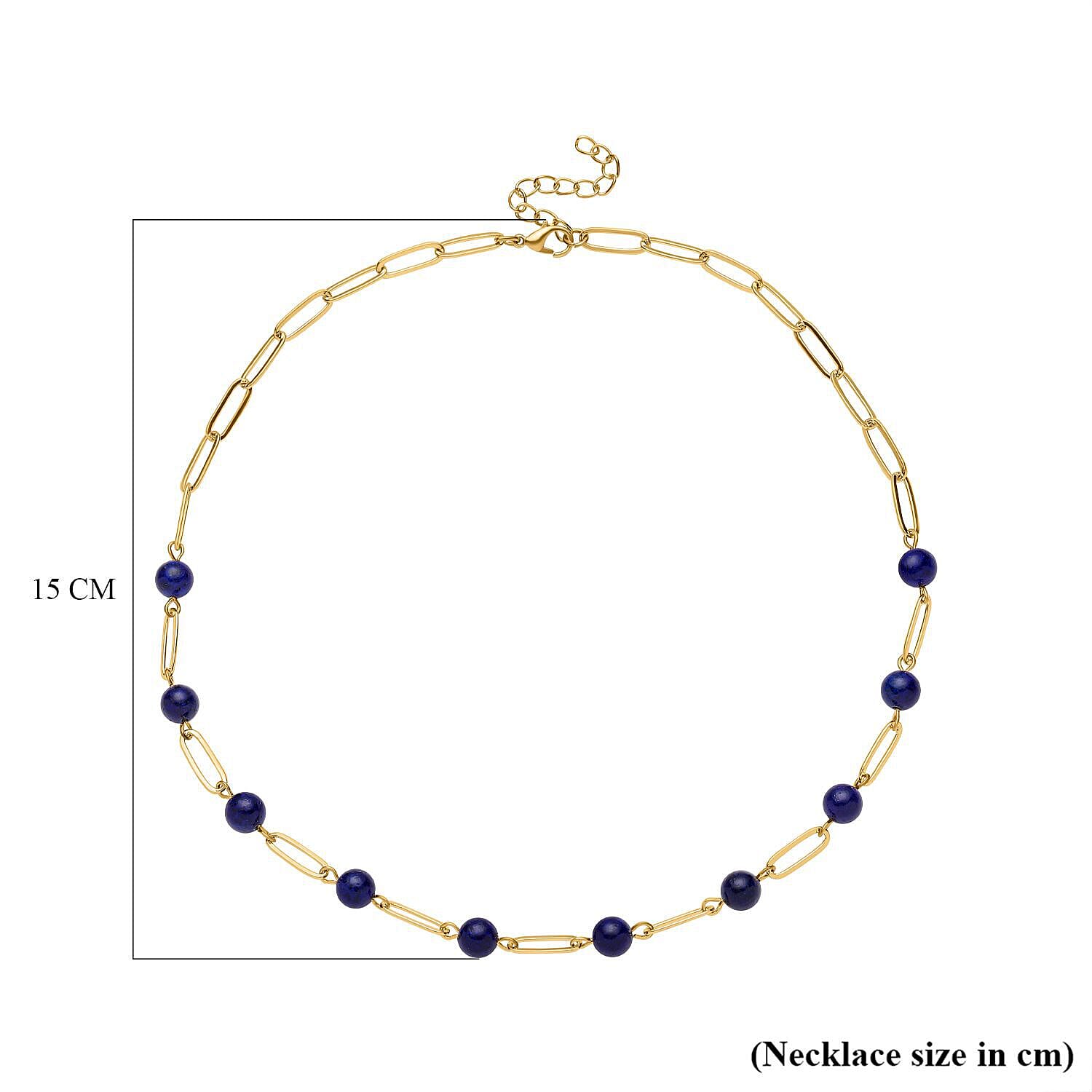 Lapis Lazuli Paperclip Necklace (Size -18 with 2 Inch Extender) in Yellow Gold Tone 47.0 Ct