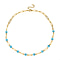 Blue Howlite Paperclip Necklace (Size 20) in Yellow Gold Tone