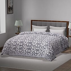 Super Find - Sunday Child - Block Printed Cotton Voile Hand Stitched Quilt - Grey