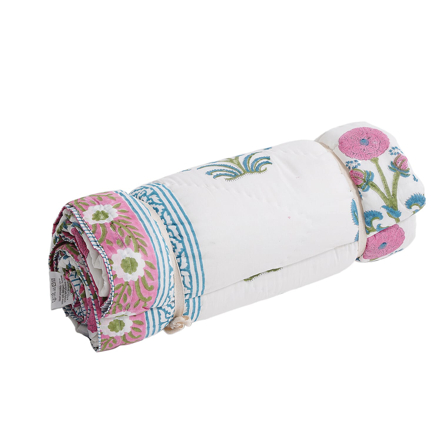 Super Find - Sunday Child - Block Printed Cotton Voile Hand Stitched Quilt - Grey