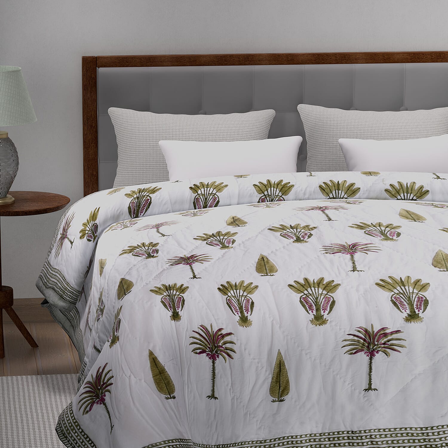 Super Find - Sunday Child - Block Printed Cotton Voile Hand Stitched Quilt - Grey