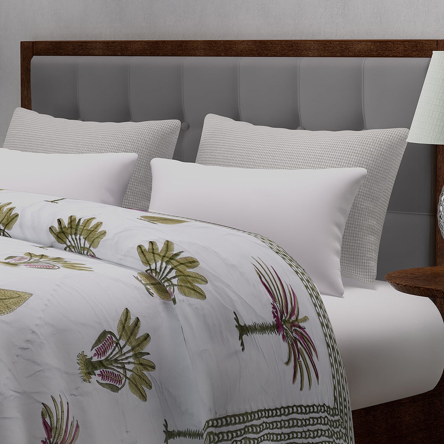 Super Find - Sunday Child - Block Printed Cotton Voile Hand Stitched Quilt - Grey