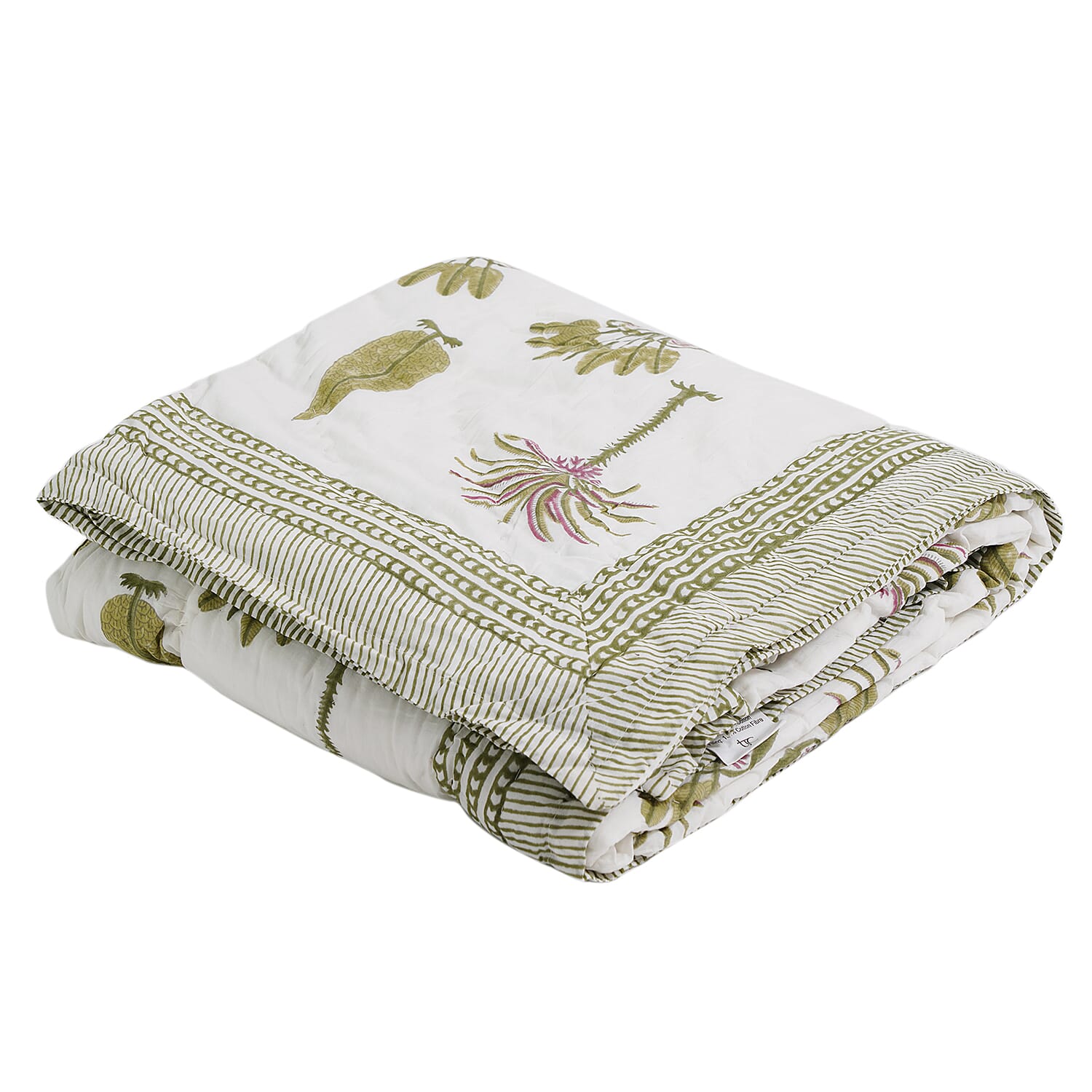 Super Find - Sunday Child - Block Printed Cotton Voile Hand Stitched Quilt - Grey