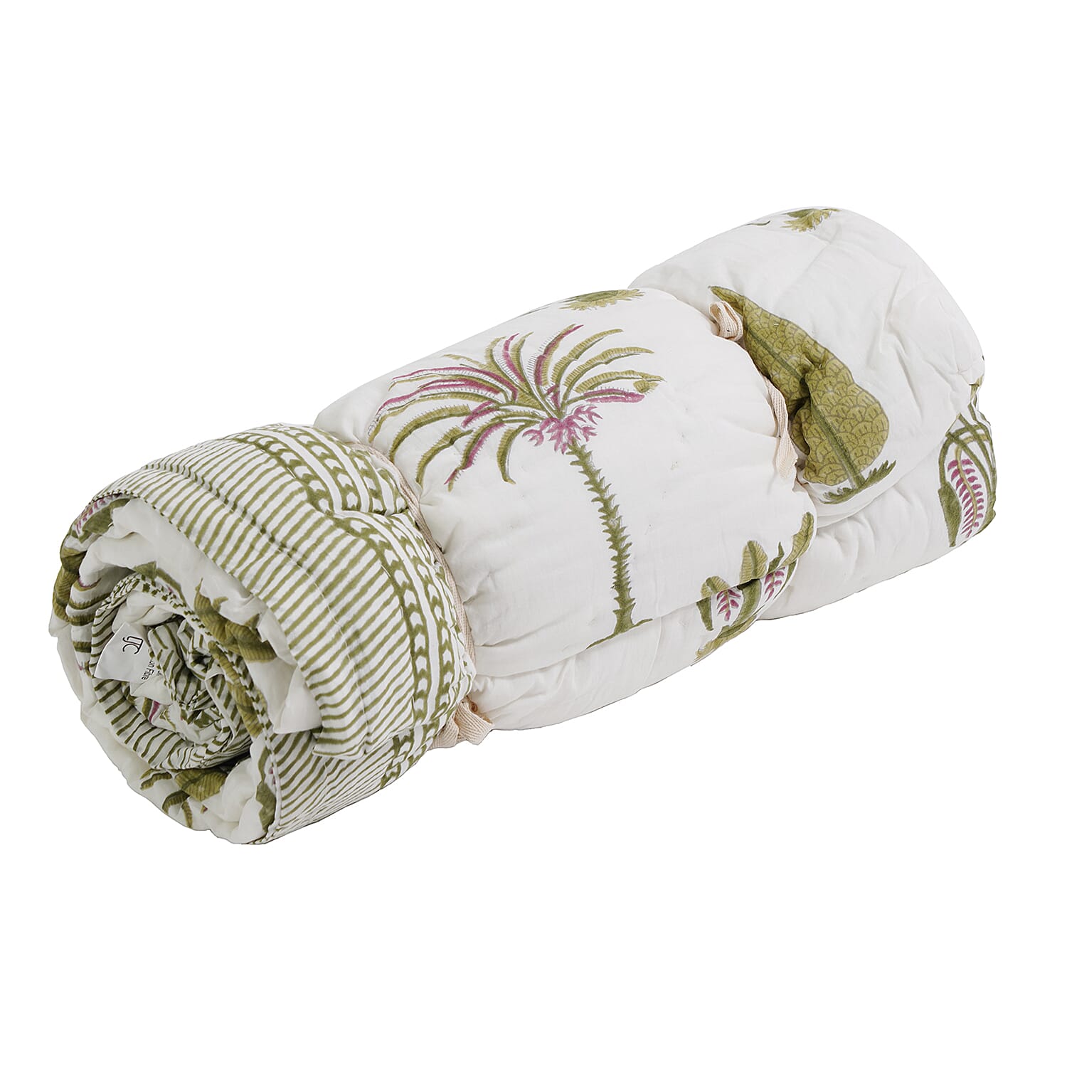 Super Find - Sunday Child - Block Printed Cotton Voile Hand Stitched Quilt - Grey