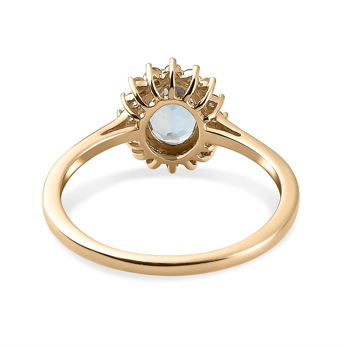 9K Yellow Gold Santamaria Aquamarine and Diamond Ring