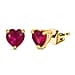 Amethyst Heart Stud Earrings in 18K Yellow Gold Vermeil Plated Sterling Silver