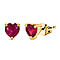 Heart African Ruby Stud Earrings in Gold Plated Sterling Silver 2.10 Ct.